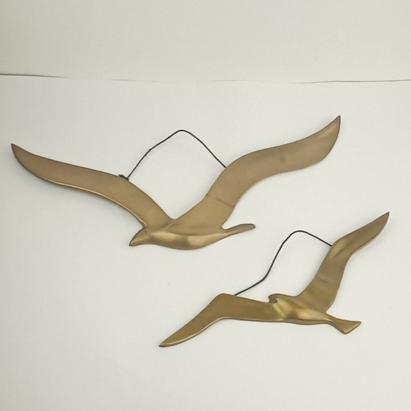 Vintage Accents Vintage Midcentury Modern Brass Seagulls Wall Art